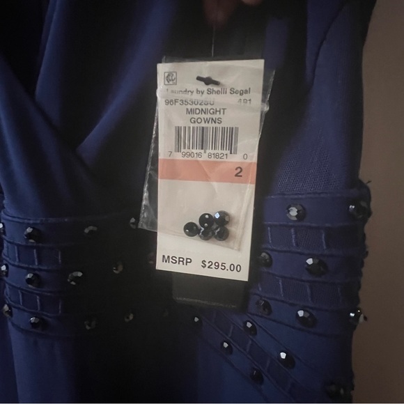 laundry BY SHELLI SEGAL Women's Embellished Waist Gown, Midnight, 2 - Picture 9 of 9